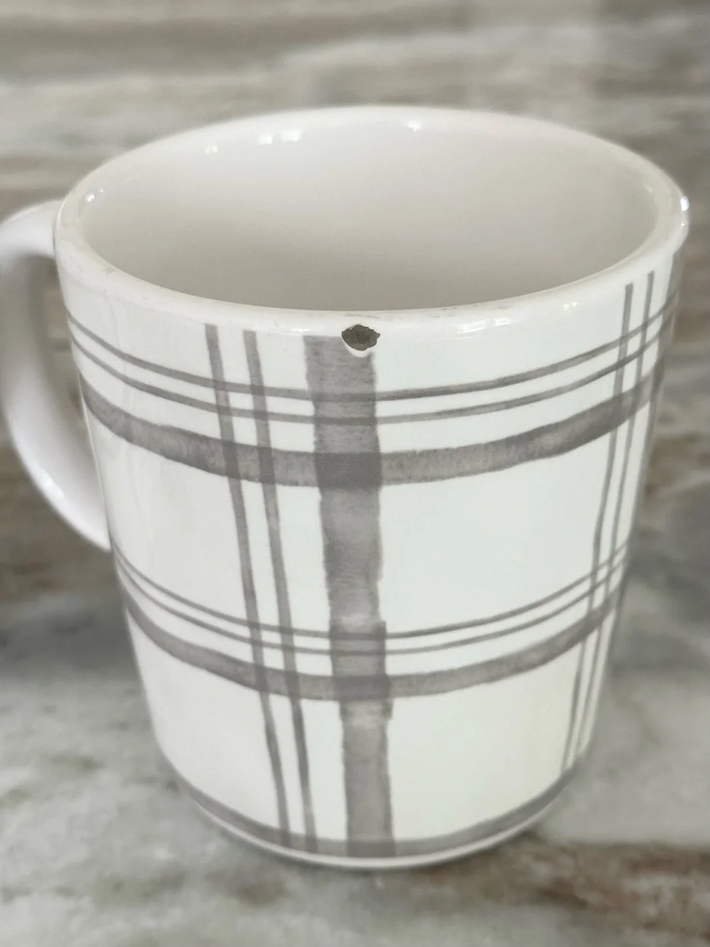 Set of 2 Fall Grey & White Plaid Pier 1 China Mugs